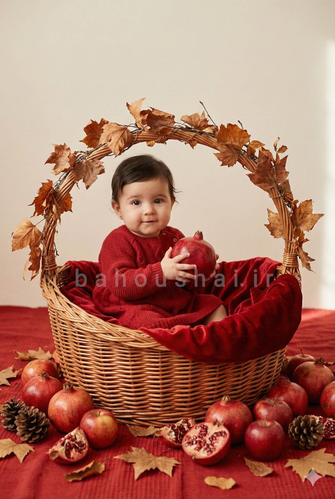 Yalda photo of a baby in a beautiful wicker basket