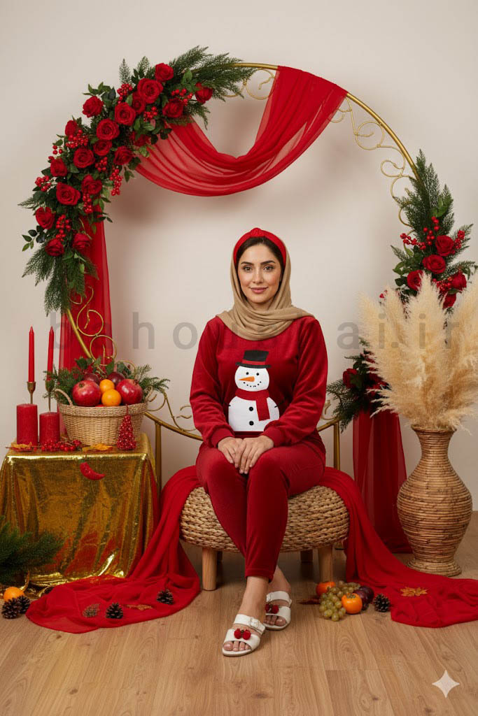 عکس بانوی ایرانی با دکور حلقوی یلدا