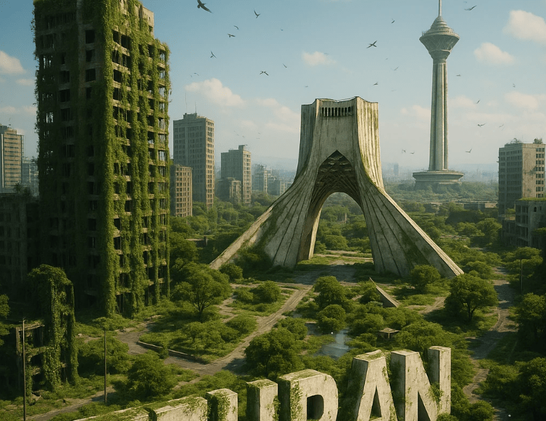 پوستر سه‌بعدی پسا‌آخرالزمانی با هوش مصنوعی
