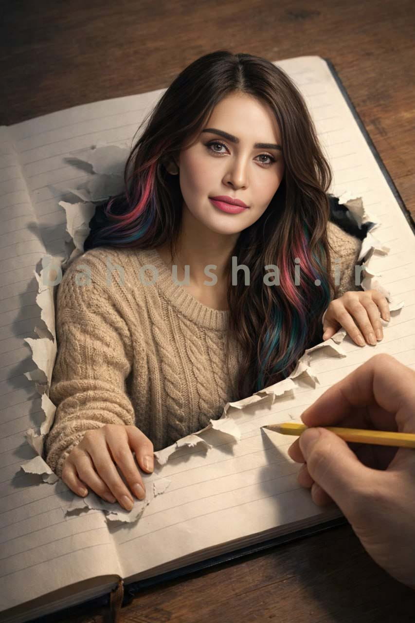 ساخت تصویر آنافورمیک سه بعدی بیرون زده از کاغذ