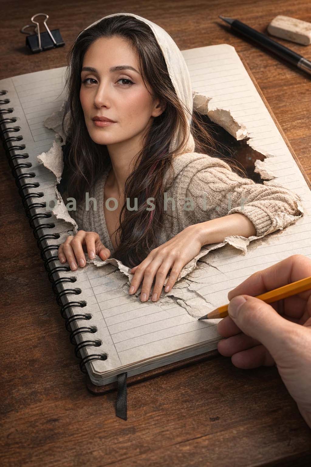 ساخت تصویر آنافورمیک سه بعدی بیرون زده از کاغذ