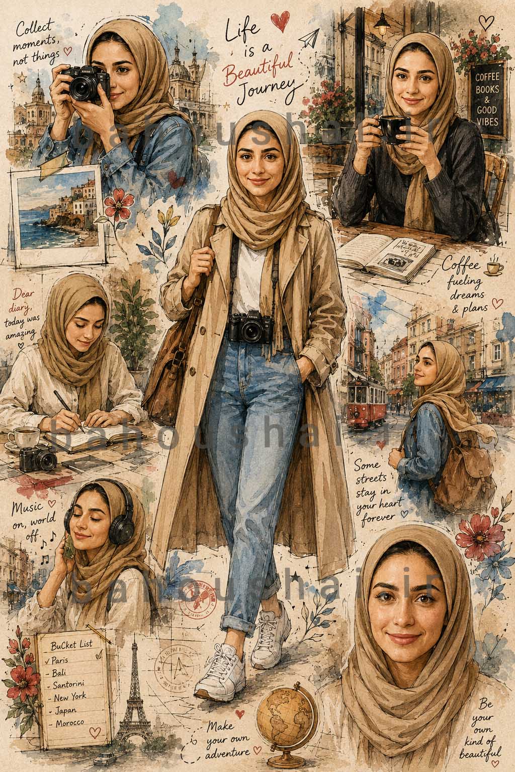 خروجی سایت چت جی پی تی برای ساخت دفترچه خاطرات تصویری با هوش مصنوعی