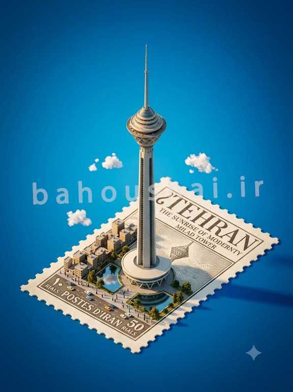 ساخت تصویر سه بعدی با هوش مصنوعی جمنای برای برج میلاد تهران