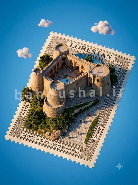 ساخت تصویر سه بعدی با هوش مصنوعی جمنای برای قلعه فلک الافلاک لرستان