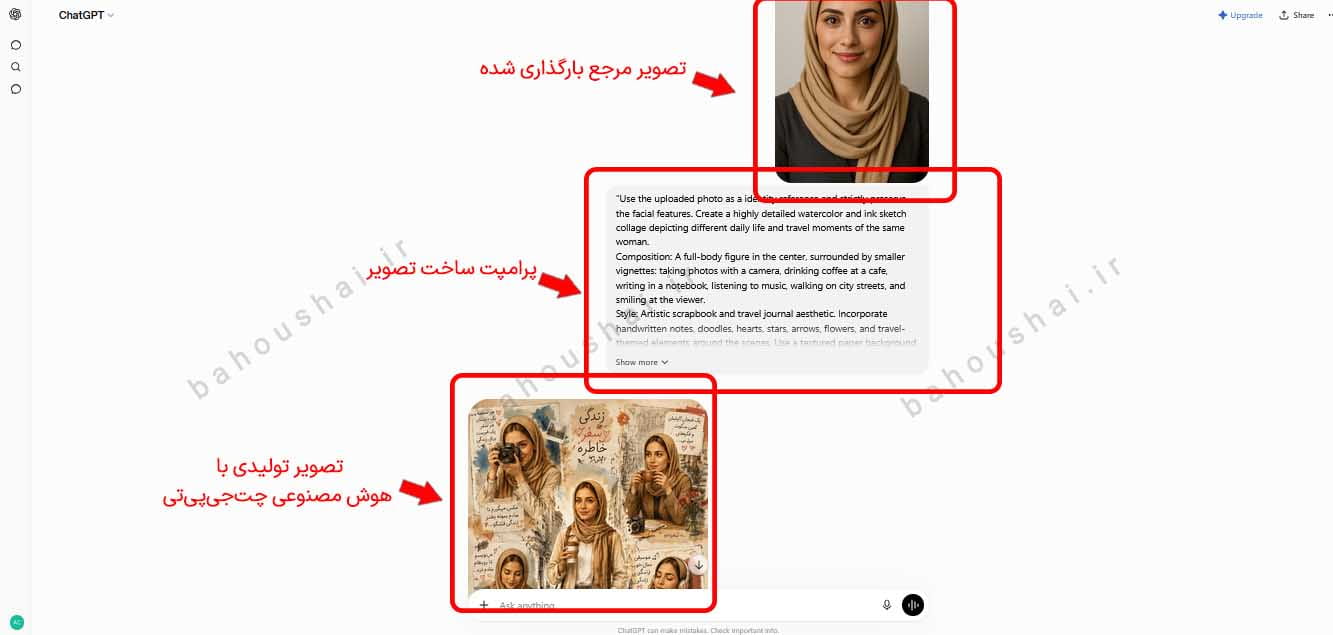 پردازش سایت چت جی پی تی برای ساخت دفترچه خاطرات تصویری با هوش مصنوعی 
