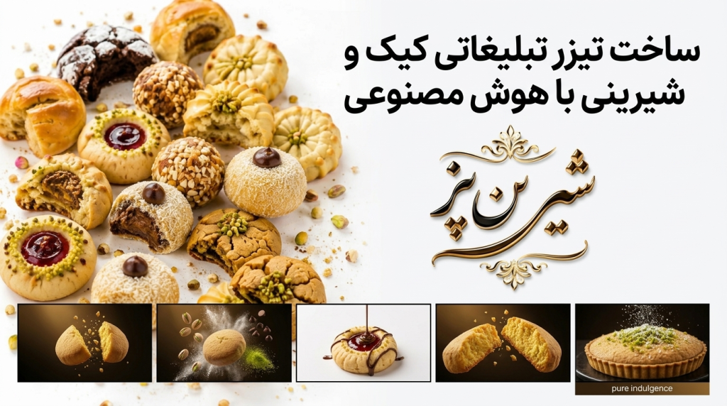 تولید تیزر تبلیغاتی کیک، شیرینی و محصولات غذایی با استفاده از هوش مصنوعی