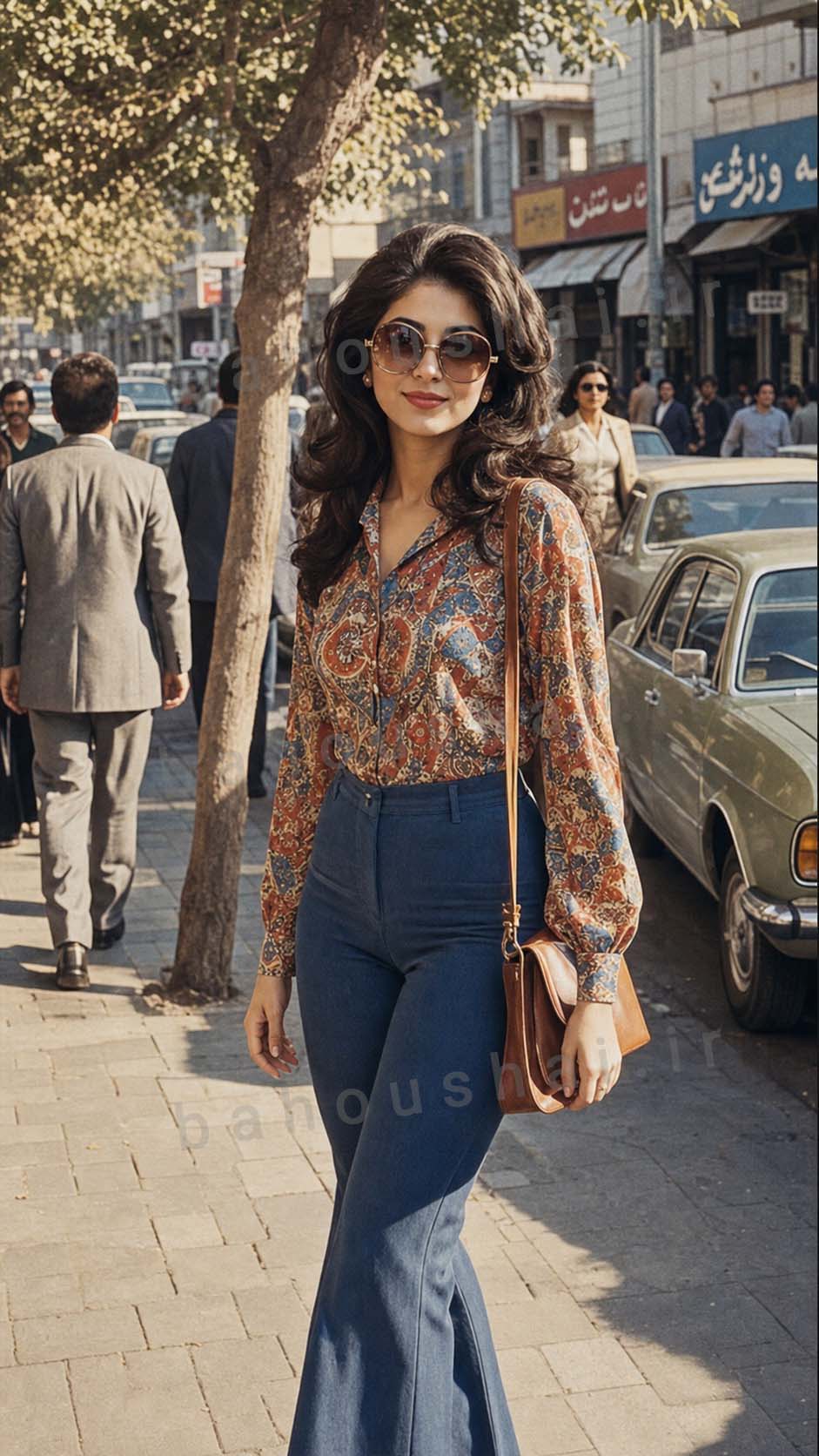 ساخت عکس دهه ۵۰ با هوش مصنوعی و تصویر یک خانم با آن تیپ خاص